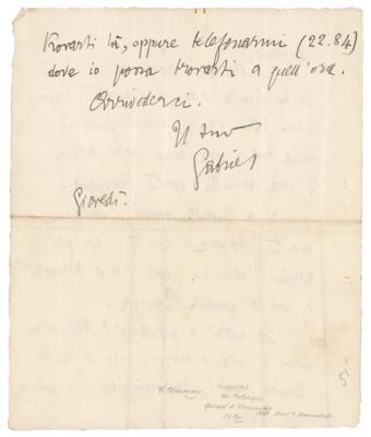 Lot #588 Gabriele D'Annunzio Autograph Letter Signed - Image 2