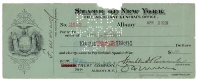 Lot #16 Franklin D. Roosevelt Signed Check - Image 1