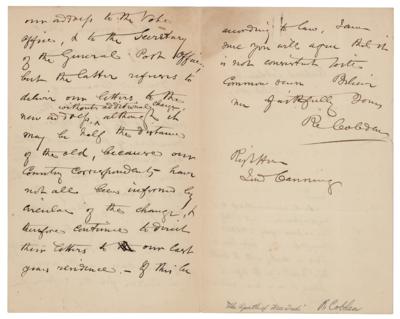 Lot #239 Richard Cobden Autograph Letter Signed - Image 2