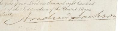 Lot #6 Andrew Jackson: President Jackson grants a patent to an immigrant for improvements in a 