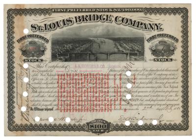 Lot #166 J. Pierpont and Junius S. Morgan: Stock certificate issued to 