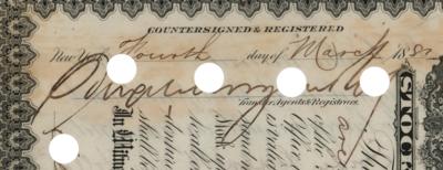 Lot #166 J. Pierpont and Junius S. Morgan: Stock certificate issued to 