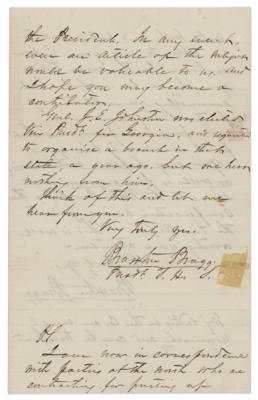 Lot #411 Braxton Bragg Autograph Letter Signed Twice - Image 3