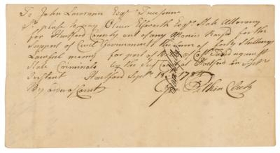 Lot #259 Oliver Ellsworth Document Signed - Image 2