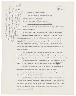 Lot #18 Dwight D. Eisenhower: Eisenhower remarks at length on a Col. Reeder's juvenile biography, 