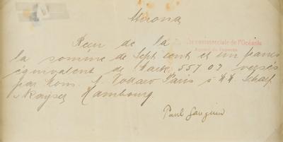 Lot #521 Paul Gauguin Document Signed - Image 2