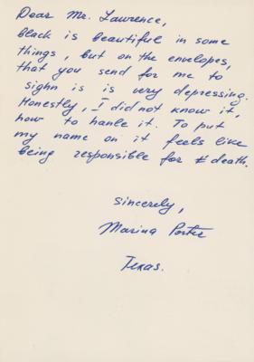 Lot #198 Marina Oswald: The assassin's widow declines to sign: 