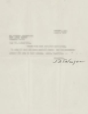 Lot #578 J. D. Salinger: Salinger refers to an 
