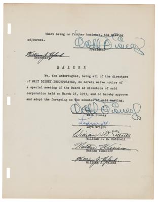 Lot #558 Walt Disney: Significant twice-signed document regarding 