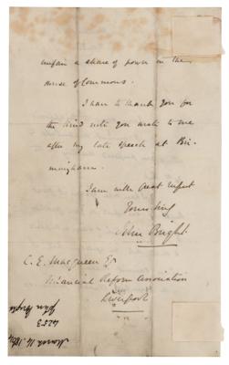 Lot #219 John Bright (2) Autograph Letters Signed - Image 2