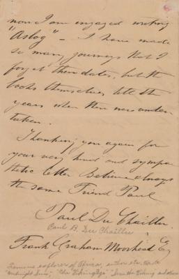 Lot #256 Paul Du Chaillu Autograph Letter Signed - Image 4