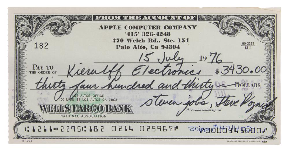 【処分価格】Steve Wozniak氏 直筆サイン Steve Jobs and Steve Wozniak Signed 1976 Apple Computer
