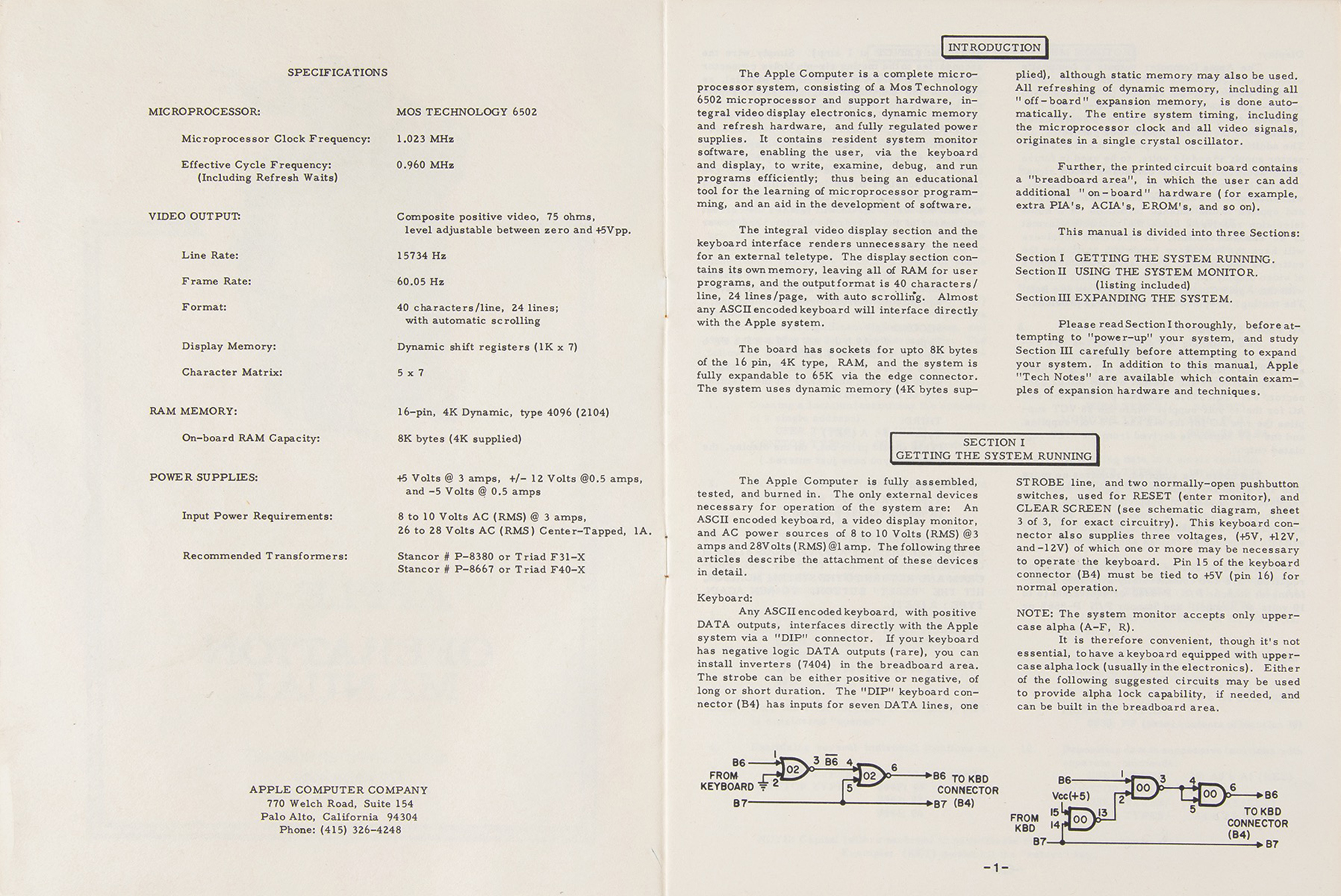 Lot #8025 Apple-1 Computer Operation Manual - Image 2