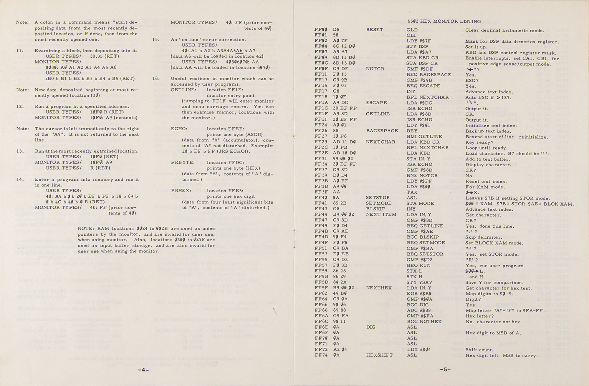 Lot #8025 Apple-1 Computer Operation Manual - Image 4