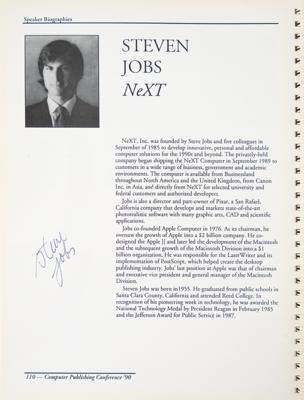 Lot #8034 Steve Jobs Signed Seybold Seminar Guide