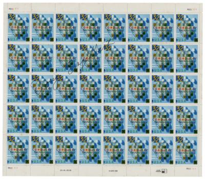 Lot #8006 Douglas Engelbart Signed Stamp Block - Image 2