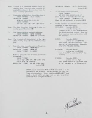 Lot #8024 Apple-1 Computer Operating Manual Page Proofs Signed by Ron Wayne - Image 5