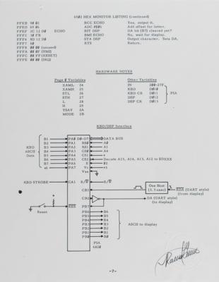 Lot #8024 Apple-1 Computer Operating Manual Page Proofs Signed by Ron Wayne - Image 7