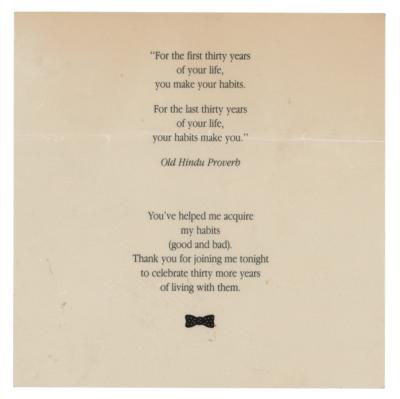 Lot #8028 Steve Jobs 30th Birthday Celebration Table Card - Image 1