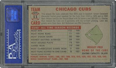 Lot #1058 1956 Topps #11 Cubs Team (Name Centered) - PSA NM-MT 8 - Ten Higher! Sports Card - Image 2