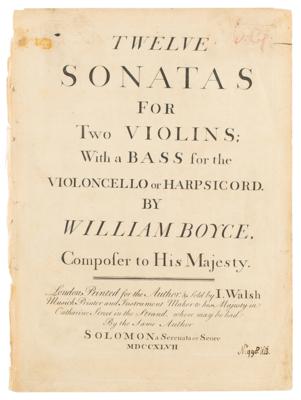 Lot #772 William Boyce Signed Sheet Music - Image 1