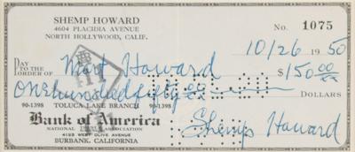 Lot #1039 Three Stooges: Shemp Howard Signed Check - Image 1