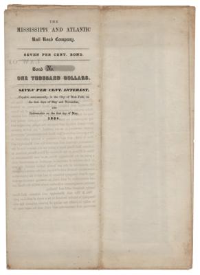 Lot #381 Mississippi and Atlantic Railroad Company 1854 Bond - Image 3