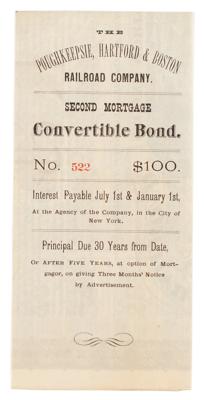 Lot #420 Poughkeepsie, Hartford and Boston Railroad Company Mortgage Bond - Image 2