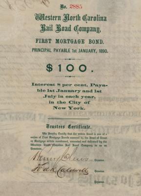Lot #493 Western North Carolina Railroad Company Bond - Image 2