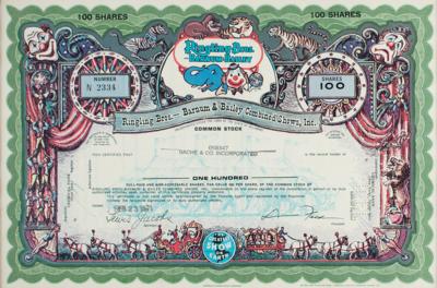Lot #436 Ringling Bros. and Barnum & Bailey Circus Stock Certificate Stock Certificate - Image 1