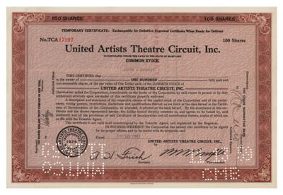 Lot #447 Jacob J. Shubert Signed Stock Certificate - Image 2