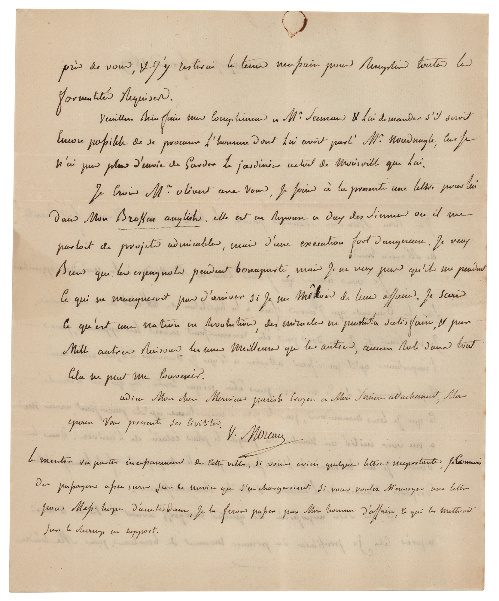 Lot #545 Jean Victor Marie Moreau Autograph Letter Signed - Image 2