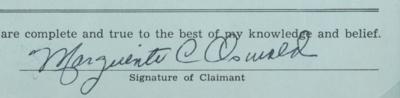 Lot #196 Kennedy Assassination: Lee Harvey Oswald Life Insurance Death Claim Signed Document - Image 3