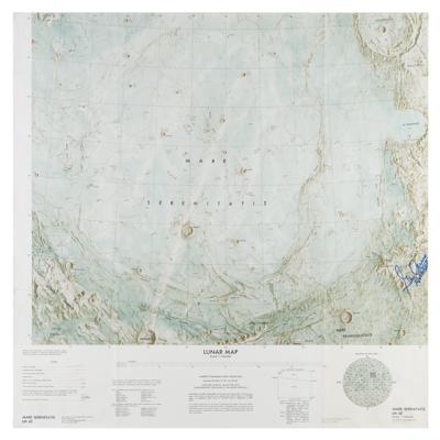 Lot #588 Gene Cernan Signed Apollo 17 Lunar Map - Image 1