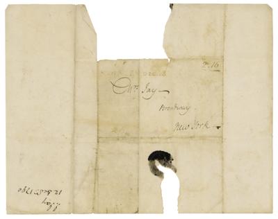 Lot #153 John Jay: Jay to his wife, sending word of his delay due to 