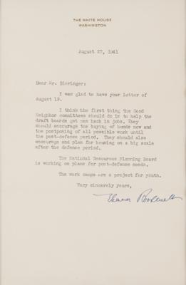 Lot #110 Eleanor Roosevelt: With the threat of war looming, the First Lady urges the 