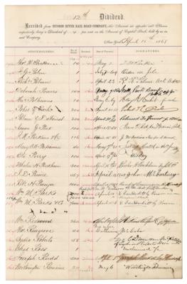Lot #170 Cornelius Vanderbilt: Hudson River Railroad stockholder receipt signed twice 