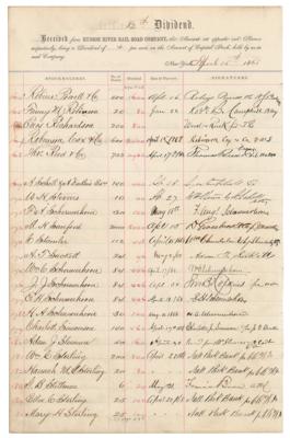 Lot #170 Cornelius Vanderbilt: Hudson River Railroad stockholder receipt signed twice 