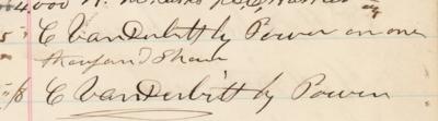Lot #170 Cornelius Vanderbilt: Hudson River Railroad stockholder receipt signed twice 