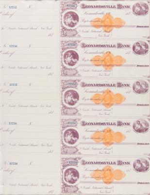Lot #358 Leonardsville Bank of New York Uncut Checks - Image 1