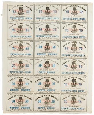 Lot #520 Civil War: South Carolina Uncut 1863 Currency Currency - Image 1
