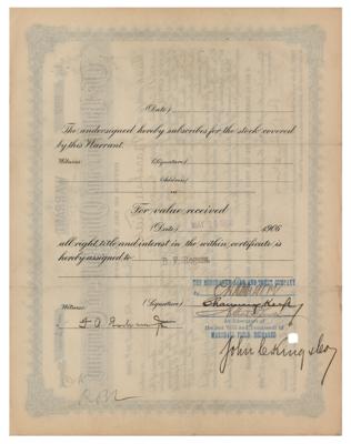 Lot #218 Baltimore and Ohio Railroad Stock Warrant Issued to Marshall Field Warrant - Image 2