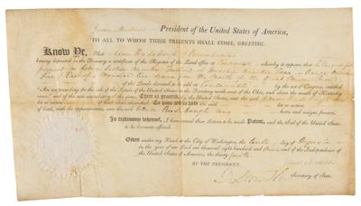 Lot #4 James Madison Document Signed as President - Image 1