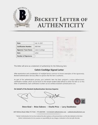 Lot #63 Calvin Coolidge Typed Letter Signed - Image 2