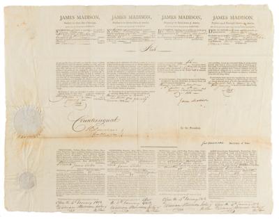 Lot #5 James Madison and James Monroe Document Signed as President and Secretary of State - Image 1