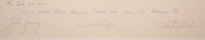 Lot #9431 Apollo 16 Signed Photograph - Image 2