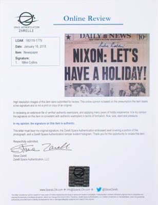 Lot #9257 Michael Collins Signed Newspaper - Image 3