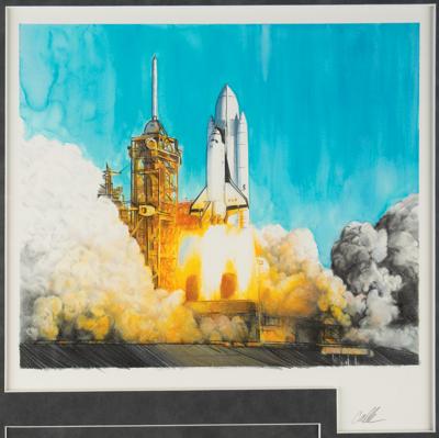 Lot #9547 STS-2 Flown Canadian Flag and Mission Patch Display with Original Chris Calle Artwork - Image 4