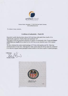 Lot #9457 John Young's Apollo 16 Beta Cloth Signed by Charlie Duke - Image 2