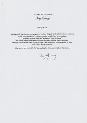 Lot #9457 John Young's Apollo 16 Beta Cloth Signed by Charlie Duke - Image 3